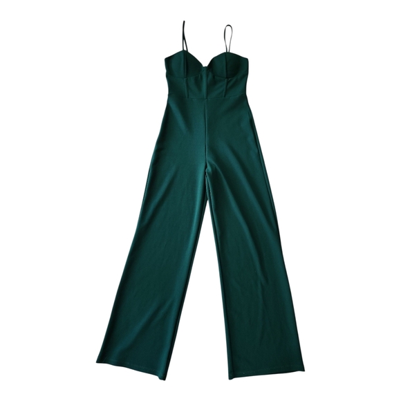 E.L.H. Studio Emerald Green Wide-Leg Jumpsuit Size Medium - Picture 1 of 7